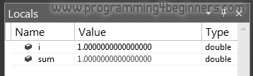 Variable sum equals 1 in Locals window